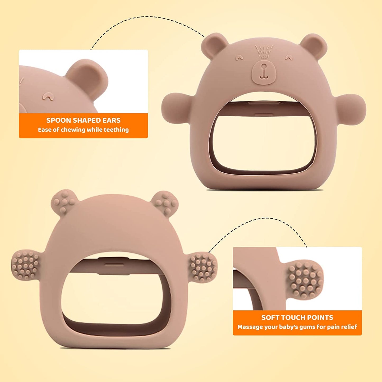 COZYPANDA 2 Pack Silicone Baby Teething Toy Never Drop Infants Toys Ba –  Cozypanda